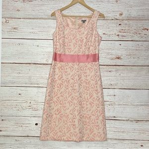 NWT Ann Taylor Jacquard Sheath Dress with Bow in Pink and Ivory Sz 8
